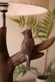 Rustic Mango Wood Bird Table Lamp With Distressed Finish 33
