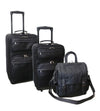 Amerileather Leather Luggage Trio – Black Rolling Suitcase Set for Stylish Travel