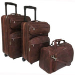 Amerileather Three Piece Set Traveler – Coordinated Rolling Luggage Bag Collection with Rich Finish and Classic Design