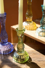 pressed glass candle holders