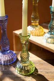 pressed glass candle holders