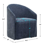 Blue Fabric Dining Chair – Curved Back and Soft Cushioning