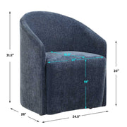Blue Fabric Dining Chair – Curved Back and Soft Cushioning
