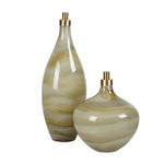 Uttermost 18223 Cascade Swirled Glass Bottles with Antique Brass Toppers Set of 2