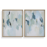 Uttermost Seabreeze Framed Abstract Canvas Art Set of 2 – 41.5"H Coastal Blue and Gray Prints with Washed Pine Frame