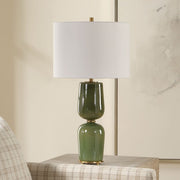 Ceramic Lamp with Antiqued Brass for Living Room or Bedroom