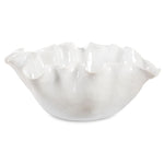 Uttermost 18184 Ruffle White Bloom Ceramic Bowl with Crackle Glaze Finish