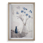 Uttermost Blue Flowers In Vase Framed Print – 40.75"H Contemporary Floral Wall Art with Gray Washed Pine Frame