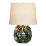 Uttermost Guinevere Deep Green Table Lamp – 21.375"H Ceramic Base with Ruffled Design & White Linen Shade