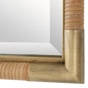 Uttermost Kampar Vanity Mirror Antiqued Gold Iron Frame Hand Wrapped Rattan