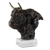 Uttermost 18148 Bison Bust Bronze Sculpture with Gold Antlers on Crystal Base
