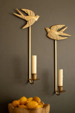 2 Sets of 2 Metal Sparrow Candle Wall Sconces 20.5" H by Kalalou