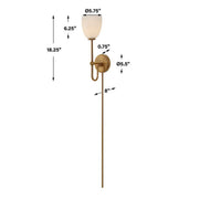 Uttermost 22580 Trophy 1 Light Brass Wall Sconce with Matte Opal Glass Shade