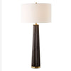 Uttermost 30404-1 Forage Dark Scalloped Table Lamp with Oak Wood Base and Antique Brass Accents