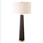 Uttermost 30404-1 Forage Dark Scalloped Table Lamp with Oak Wood Base and Antique Brass Accents