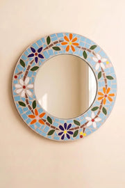 Mosaic Wall Mirror With Glossy Tile Frame 19.5