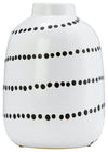 Sagebrook Home 17937-01 Ceramic, 9" Spira Dot Flower Vase, White/Black