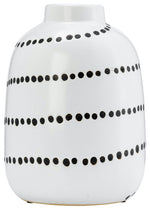 Sagebrook Home 17937-01 Ceramic, 9" Spira Dot Flower Vase, White/Black