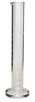 Graduated Cylinder 100ml – Clear Borosilicate Glass Single Scale, Class B with Pour Spout & Round Base by GSC International Inc.