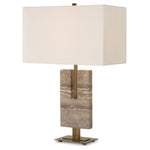Uttermost 30402 Turning Point Travertine and Brass U-Shaped Table Lamp – 26" Tall