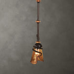 Uttermost Vitalia 1-Light Mini Pendant – Handmade Amber Glass with Oil Rubbed Bronze Metal Curls, 12" Tall