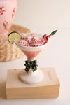 Set of 2 glazed ceramic Christmas cocktail glasses with playful details