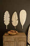 Set of 3 Hand Carved Wood Leaves 31 Height Sculptural Decorative Accent by Kalalou