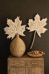 Hand Carved Maple Leaf 36 Height Paulownia Wood Sculptural Accent by Kalalou
