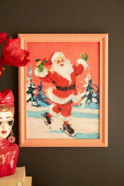 Kalalou Christmas Ice Skating Santa Framed Artwork Holiday Wall Decor Brand 6.5