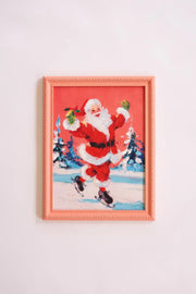Kalalou Christmas Ice Skating Santa Framed Artwork Holiday Wall Decor Brand 6.5