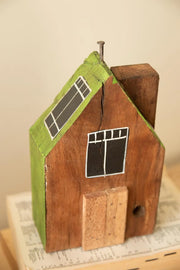Kalalou Hand Painted Wood Village Set of 4 10.5