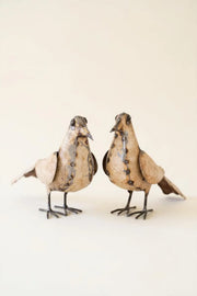 Recycled Metal Dove Figures Set of Two Sculptural Decor Accent Brand
