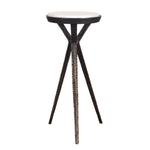 Uttermost Tilton Accent Table-Geometric Bronze Base with Chiseled Texture and White Marble Top