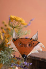 Recycled Metal Fox 19 in Woodland Animal Sculptural Accent With Wood Base Brand
