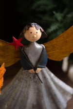 Metal Angel Sculptures Set of Two With Wooden Bases Decorative Brand