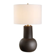 Rustic Bronze Ceramic Table Lamp with Linen Shade