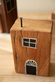 Kalalou Hand Painted Wood Village Set of 4 10.5