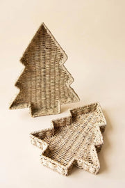 Kalalou Set of Two Seagrass Christmas Tree Baskets Coastal Style 20.5