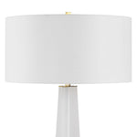Contemporary white floor lamp with drum shade