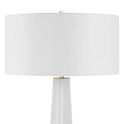 Contemporary white floor lamp with drum shade