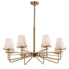 Uttermost 21382 Lassen 8 Light Brass Chandelier with Matte Opal Glass Shades