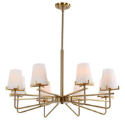 Uttermost 21382 Lassen 8 Light Brass Chandelier with Matte Opal Glass Shades