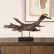 Uttermost 18221 Gilded Sculpture Branch on Matte Black Stand with Gold Highlights