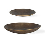 Uttermost Handcrafted Ribbed Antique Brass Design Stratum Round Bowls, Set of 2
