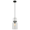 Uttermost – Lansing 1-Light Ceiling Pendant, 8" Dia x 18" H, Black Iron & Clear Glass, Farmhouse Mini Pendant