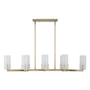 Uttermost 21392 Mistie 8 Light Linear Chandelier Antique Brass with Etched Glass