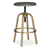 Uttermost Revolve Brass Counter Stool with solid acacia wood seat