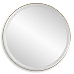 Uttermost Crofton Lighted Brass Round Mirror with LED, 32" Diameter, Brushed Stainless Steel Frame
