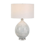 Table Lamp 26.5"H Textured Ceramic Crystal Foot Antique Brass Accents by Uttermost