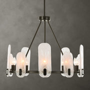 Uttermost 21381 Ellipse 10 Light Dark Bronze Chandelier with White Swirl Glass Shades